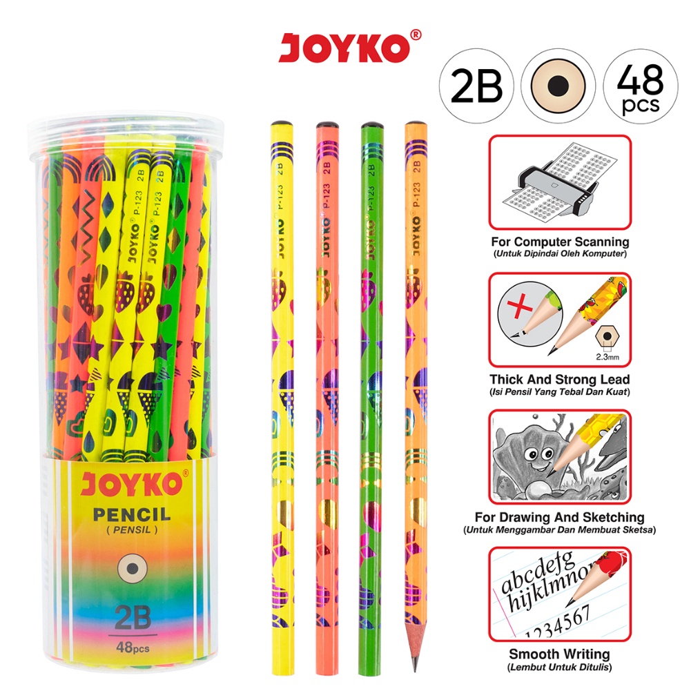 

Pencil Pensil Joyko P123 2B 1 Drum 48 Pcs KODE F3A7