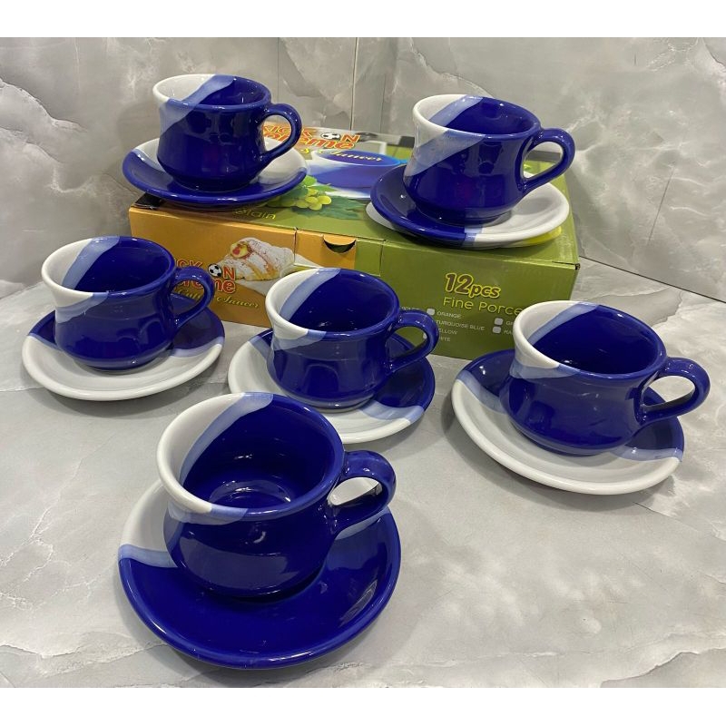 CUPS AND SAUCHERS KICKON / CANGKIR SET KERAMIK TWO TONE