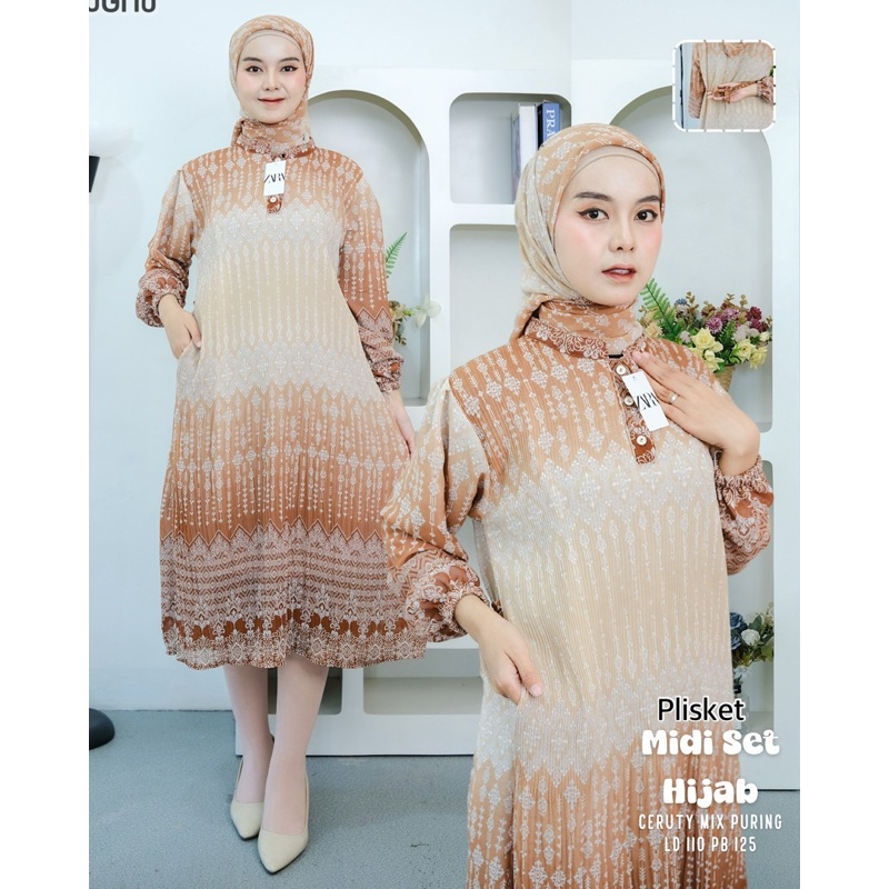 Dress Ceruty Plisket Terbaru // Dress Ceruty Full Puring // Dress Wanita Kekinian//Dress Plisket Hij