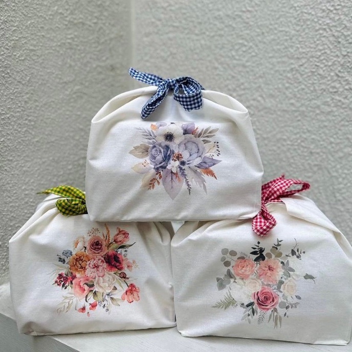 

FG2 BENTO BAG FLOWER Bag box nasi kotak 25x25x25 cm Tas blacu box Tas box nasi hampers Tas hampers