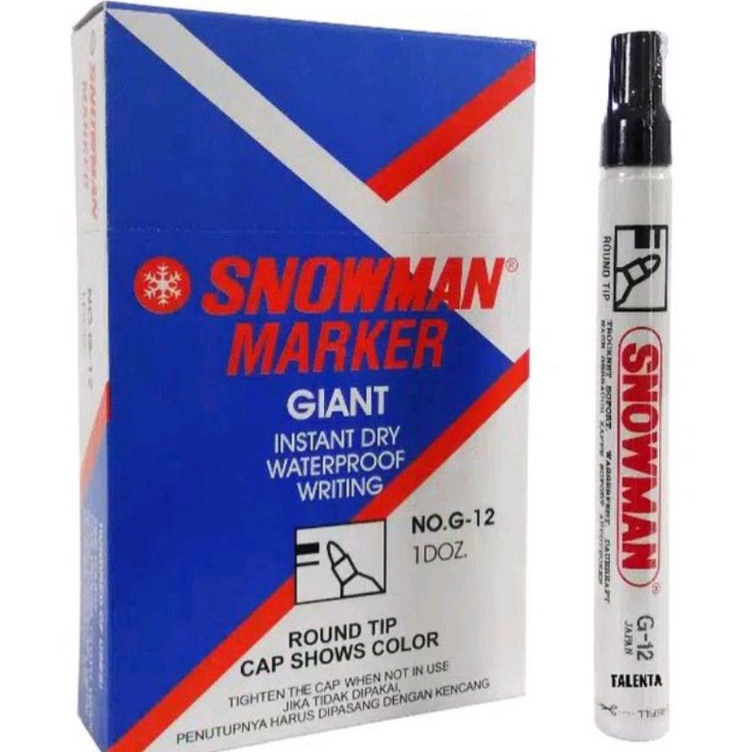 

Spidol permanent snowman hitam isi 12pcs x U2O6
