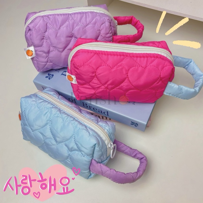 

KENSHO Kotak Pensil Sleting Motif Love Hati Handle Pastel Pouch Makeup Aesthetic Tas Aksesoris Wanita Lucu Import Zipper Hearts c P2B7