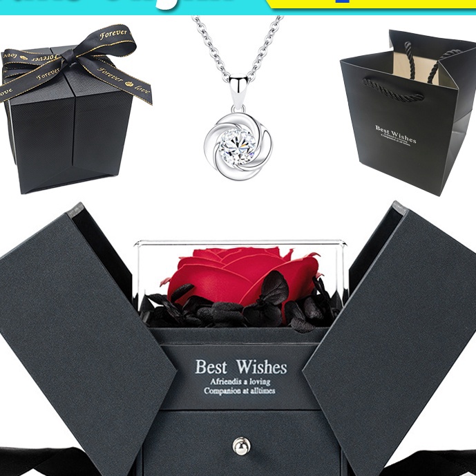 

KI3 Eternal Rose Gift Box Kotak Perhiasan Kado Kalung Cincin Lamaran Mawar Gift Box Mawar Visual Experience