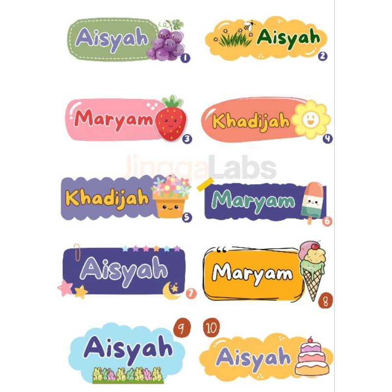 

Stiker Nama Anak Perempuan Waterproof Diecut