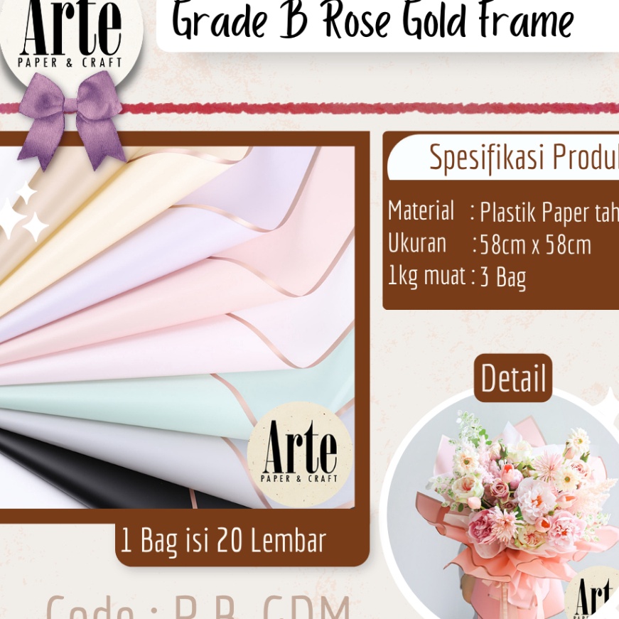 

Terbatas 2 Lembar Cellophane Rose Gold Frame Grade B Ori Sinowrap Border Bouquet Bingkai Jelly Film List Kertas Buket Korea Bunga Flower Wrapping Paper Calor Kado Arte Grosir Florist Supply Jakarta Bekasi PBGDM