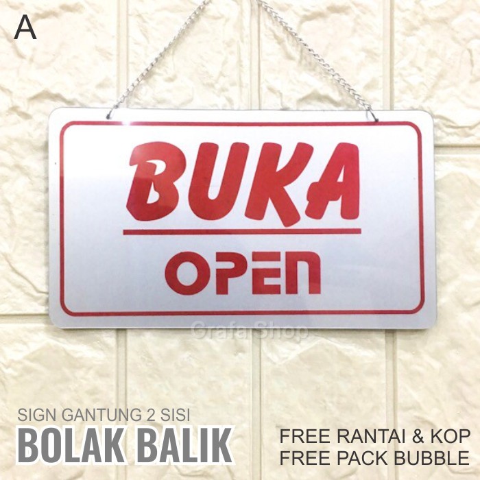 

Label Acrylic Buka Tutup / Open Close + Rantai Signboard toko