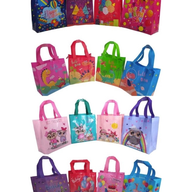 

KF7 Goodie bag karakter Anak Lusinan isi 12 22x23x11 Tas kado Tas promosi Tas hampers Tas ultah jerapa mix