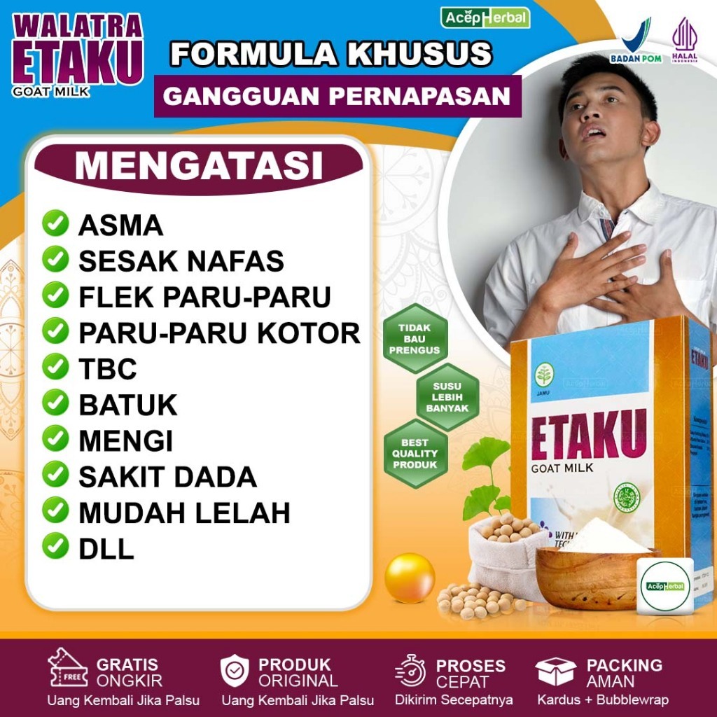 

Susu Etawa ETAKU susu Pembersih Paru paru Obat TBC Flek Paru Paru Anak Dewasa Radang Sesak Nafas Asma Nyeri Dada