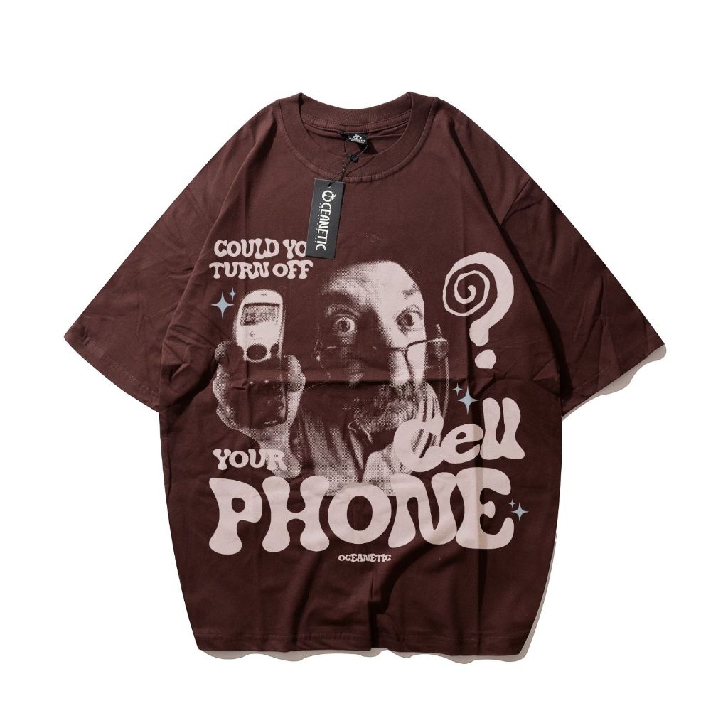 Oceanetic - Coklat Tua Phone Baju Kaos Distro Pria Wanita Cotton 28s