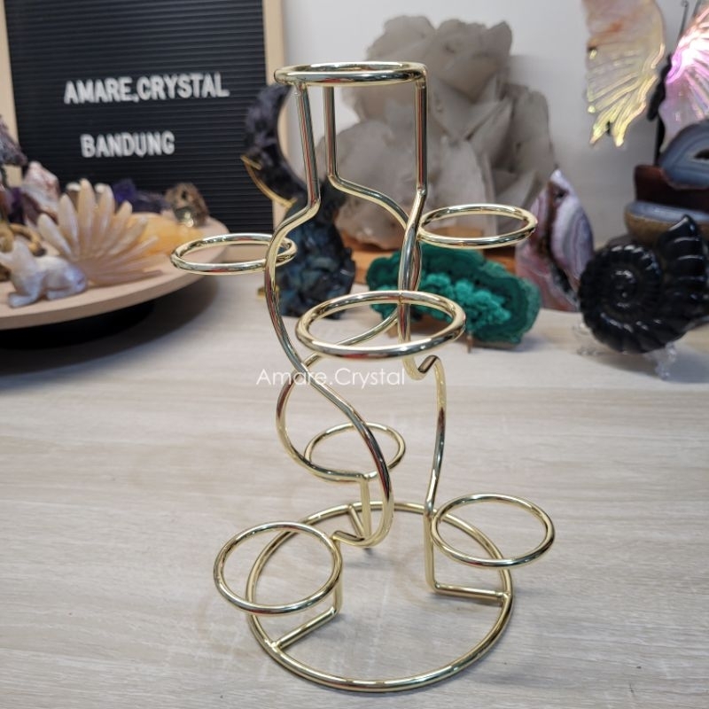 7 Sphere Stand Holder Metal Pot Ball Crystal Kristal Batu Alam