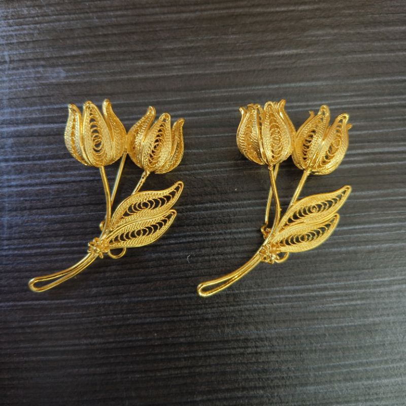 bros bunga tulip lapis emas 24k kualitas premium asli kerajinan tangan kotagede yogyakarta bros bung