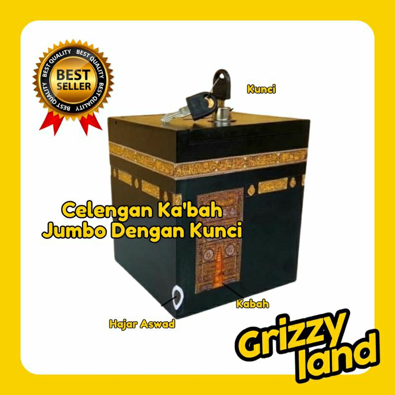 Celengan Ka'bah Jumbo Dengan Kunci / Celengan Kabah Besar Dengan Kunci, Celengan Ka'Bah + Kunci Mura