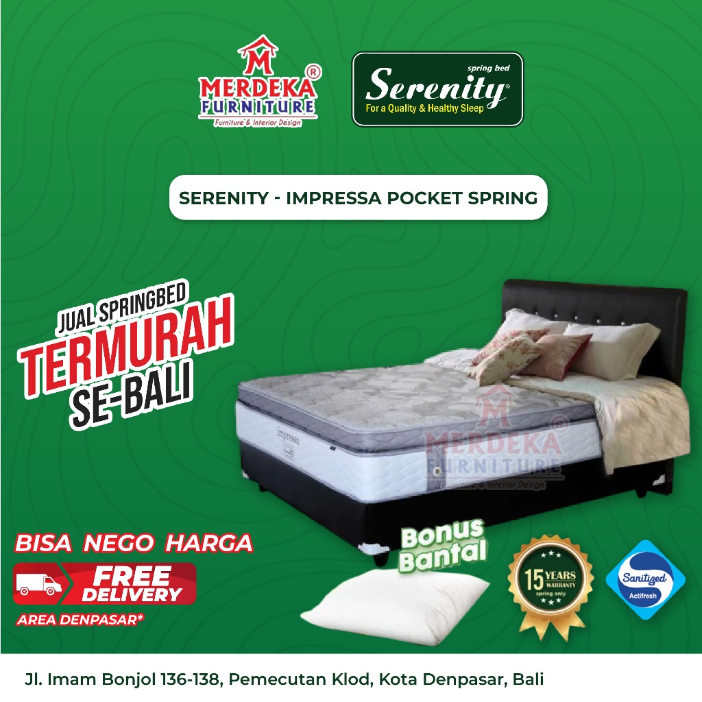Kasur Elite Serenity Impressa Pocket Spring-Spring Bed 160x200-Free Bantal
