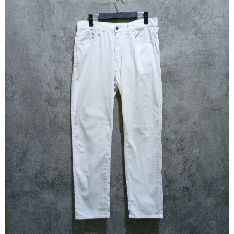 Celana Jeans Putih Uniqlo Slim Fit Size 31 / Celana Jeans Pria Wanita