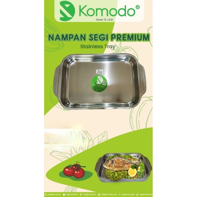 Nampan Baki komodo Stainless segi baking tray premium nampan super tebal / nampan segi premium stain