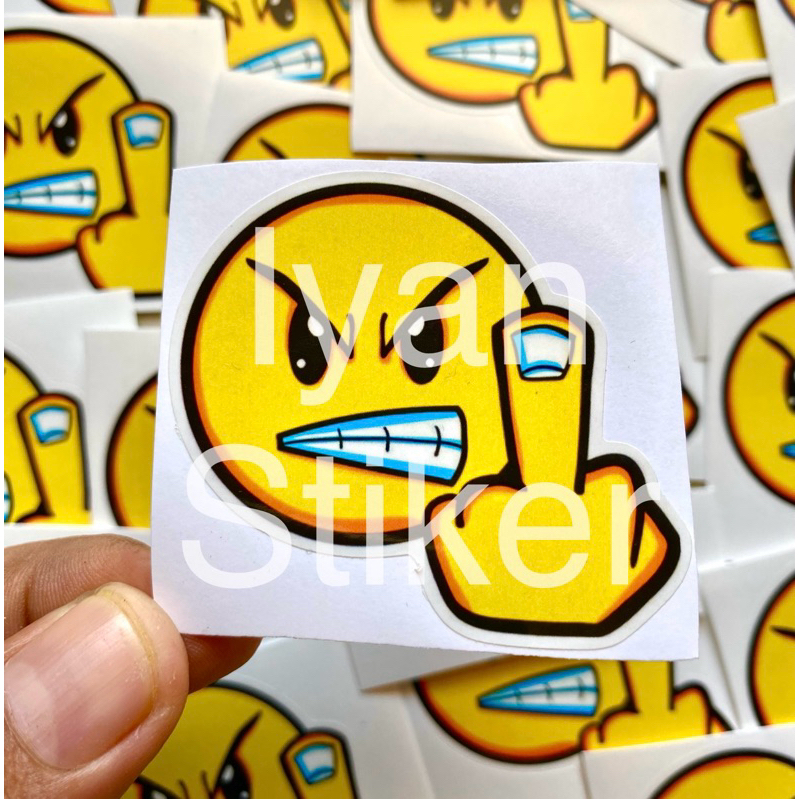 Stiker motor face emoji marah ala plat kt cocok buat spakbor dan lain lain