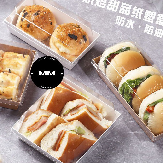 

Cashback 1pcs paper box burger sandwich roti kue box brownies kotak kue salad box bento cake