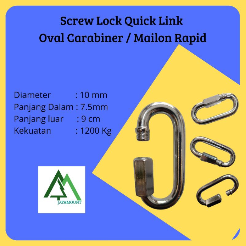 Mailon Rapid 9cm | Screw Lock Quick Link Oval CarabinerGalvanised Steel Anti karat