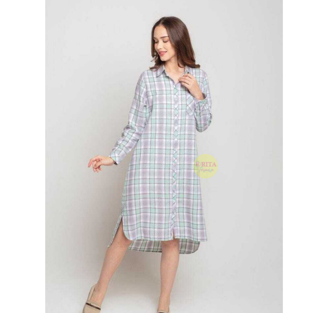 Triset Ladies Tunik Kotak Hijau