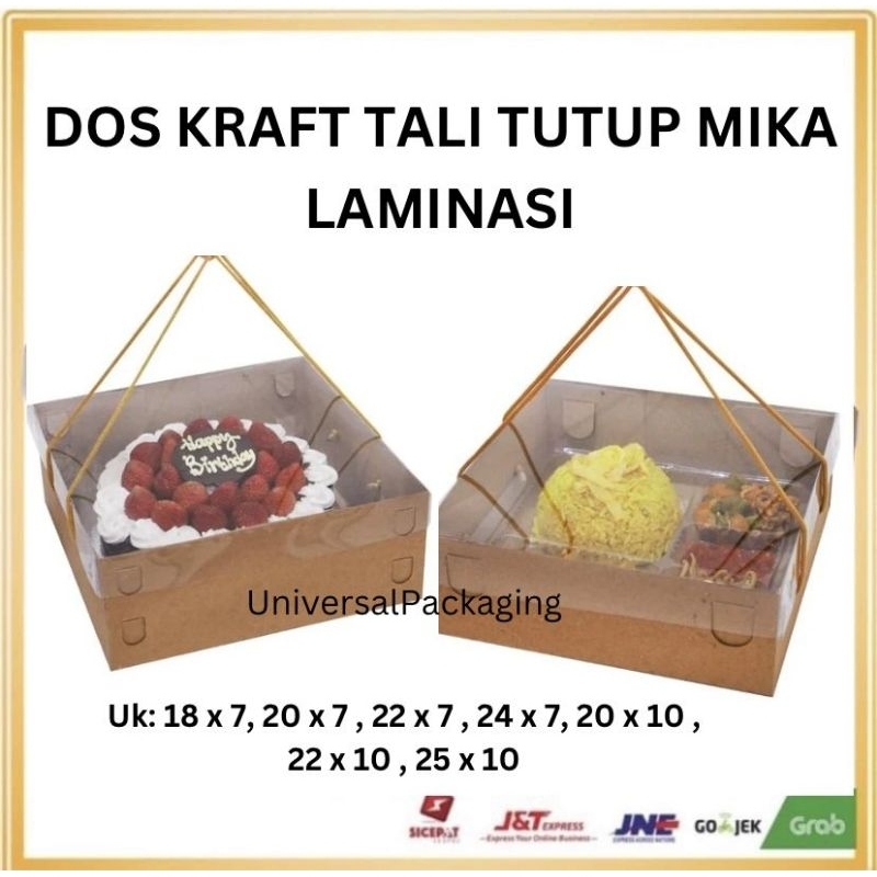 

[ 10 PCS ] Dus Kraft TALI LAMINASI Tutup Mika | Dus Hampers Kado Hadiah