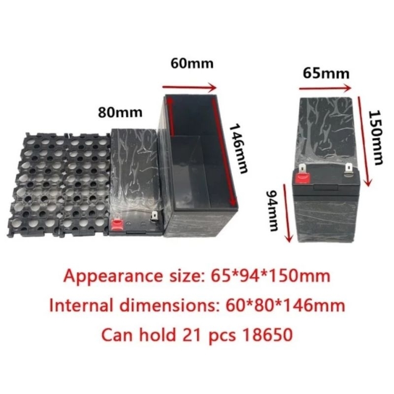 Box Aki Rakitan Baterai Li-Ion 18650 DIY 12V 3S-7P