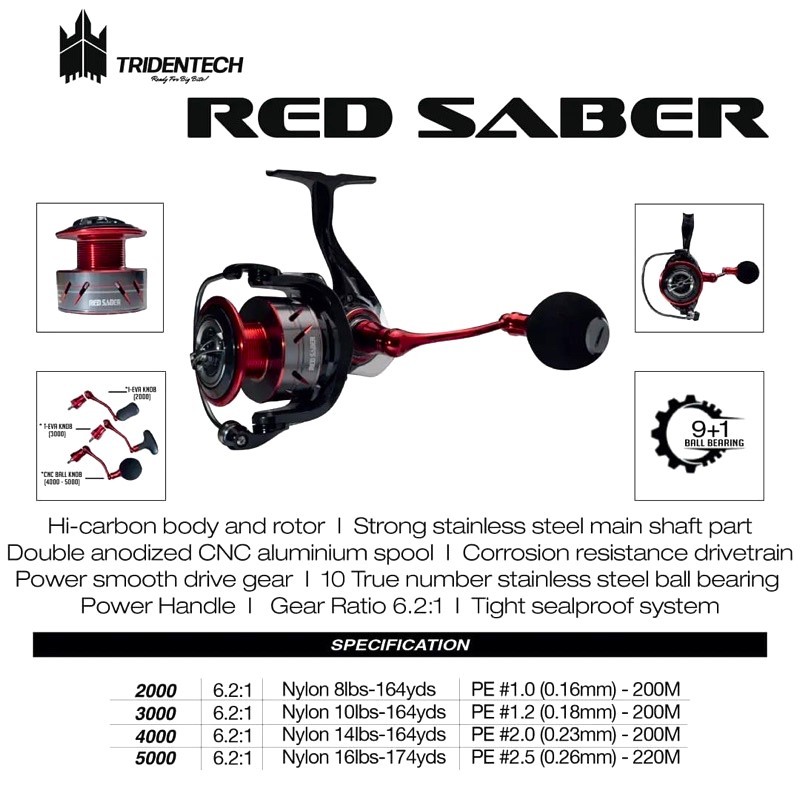 Reel Tridentech REEL Red Saber Power Handle 2000 - 5000