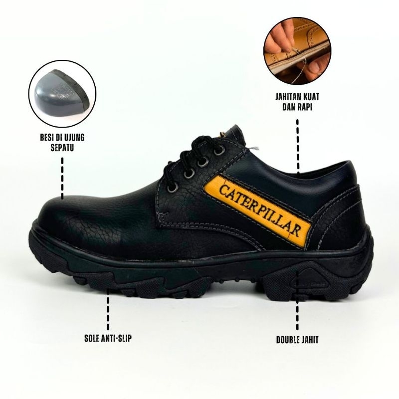 Sepatu Safety Pria Sepatu Caterpillar Pendek Sepatu Caterpillar Ujung Besi