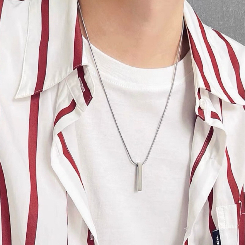 kalung titanium belut bulat silver terbaru belut+balok silver terlaris