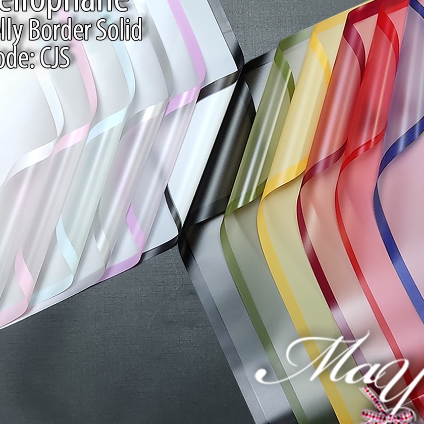 

KP8 2 lembar Cellophane Jelly Transparan dengan border warna Flower Wrapping Bungkus Bunga Buket CJS