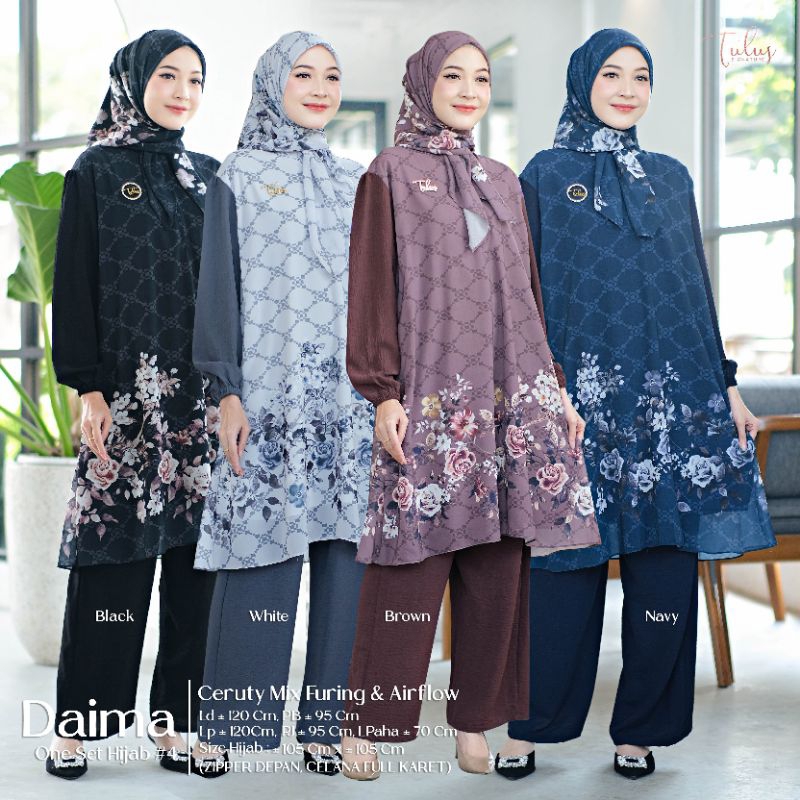 DAIMA #4 ONESET HIJAB TUNIK JUMBO LD 120 CERUTY MIX AIRFLOW BY TULUS