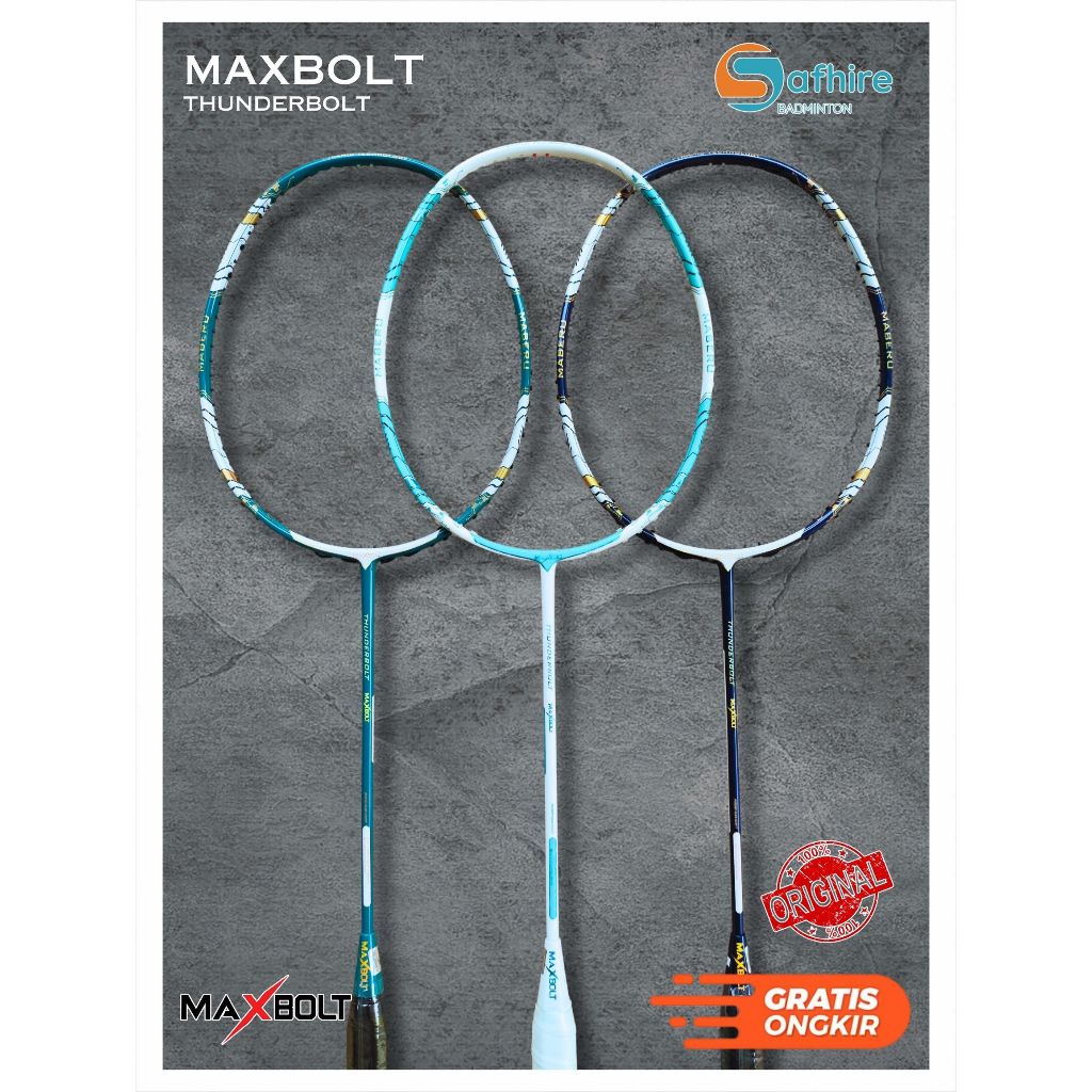 Raket Badminton Maxbolt Thunderbolt 35 Lbs Max Original