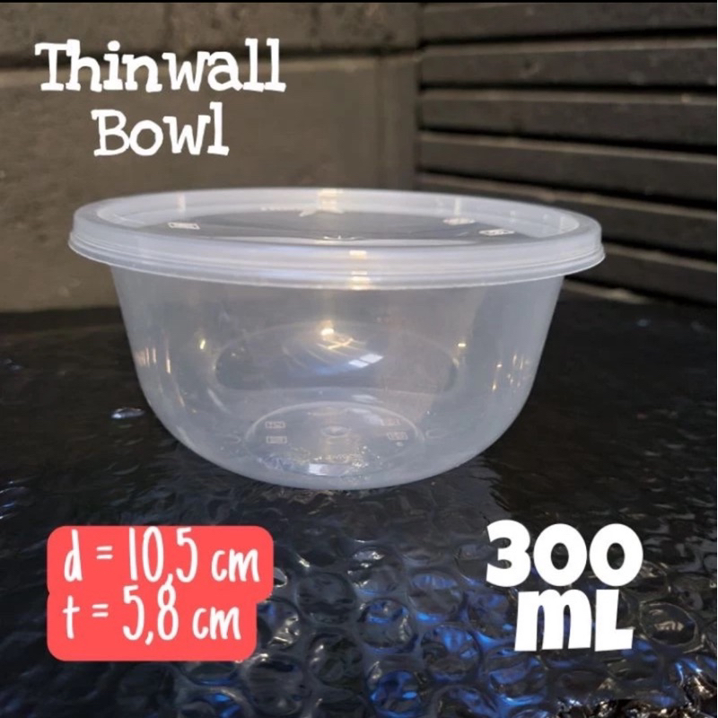 Thinwall DM 300ml 25pcs bowl n tutup 300 ml mangkuk makan bulat rata plastik food container / mangko