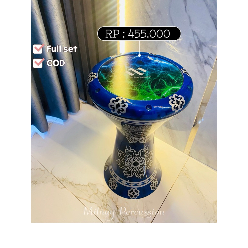 Darbuka motif ukuran 8 inch full set free kunci L