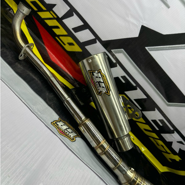 knalpot racing netral saping silencer GP6 inlet50 P25cm sarangan full leher stainless buat grand Sup