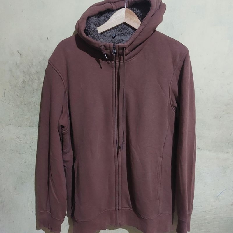 Hoodie Uniqlo Sherpa Dark Brown
