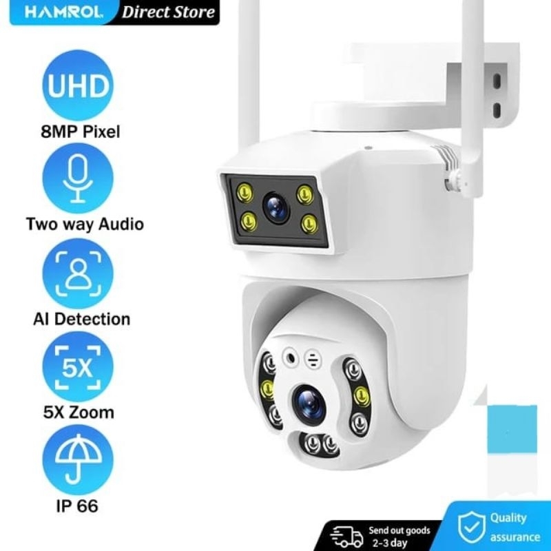 New Ip Camera Outdoor waterprof Wireless CCTV PTZ Dual Lensa 8MP XMEYE ICSEE
