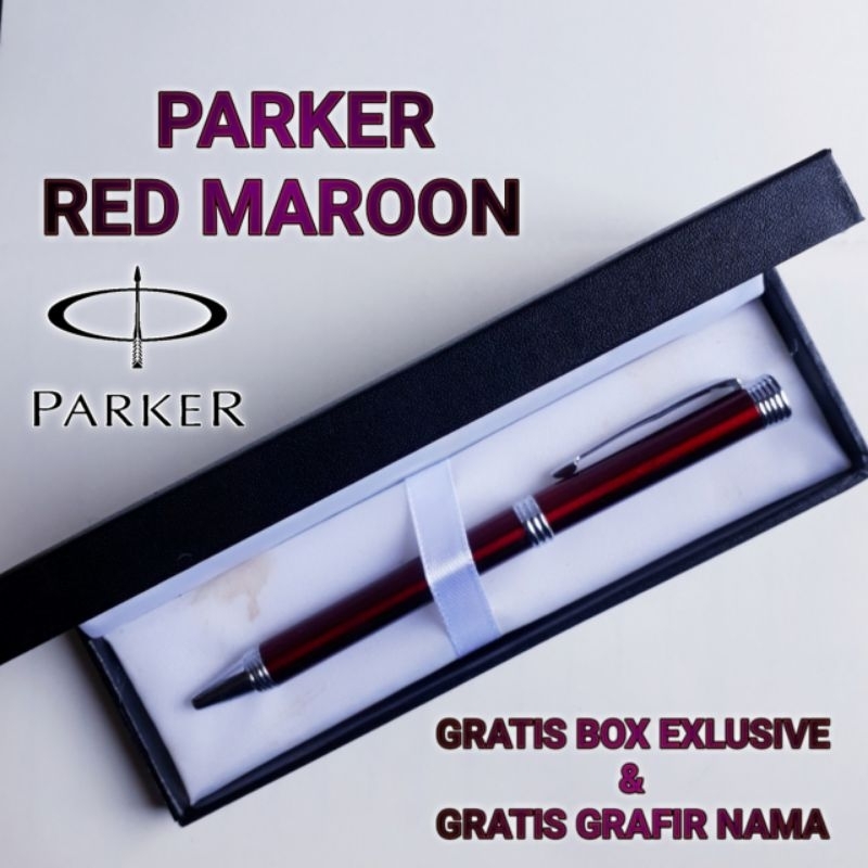 

Bulpoint Parker Red Maroon Clip Silver Limited Free Ukir Nama/Logo + Box Exclusive