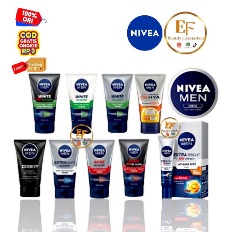 NIVEA Men Paket/Satuan Face Wash | Creme Tin | Anti Dark Spot Serum Spf 50 PA+++ - Perawatan Wajah P