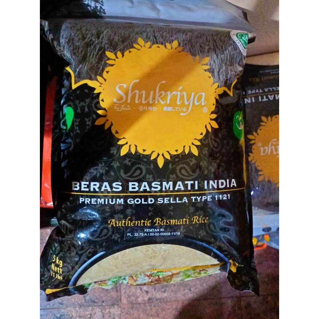 

Beras Basmati Shukriya 5kg India Original | Beras Nasi Kebuli Nasi Mandhi Nasi Biryani