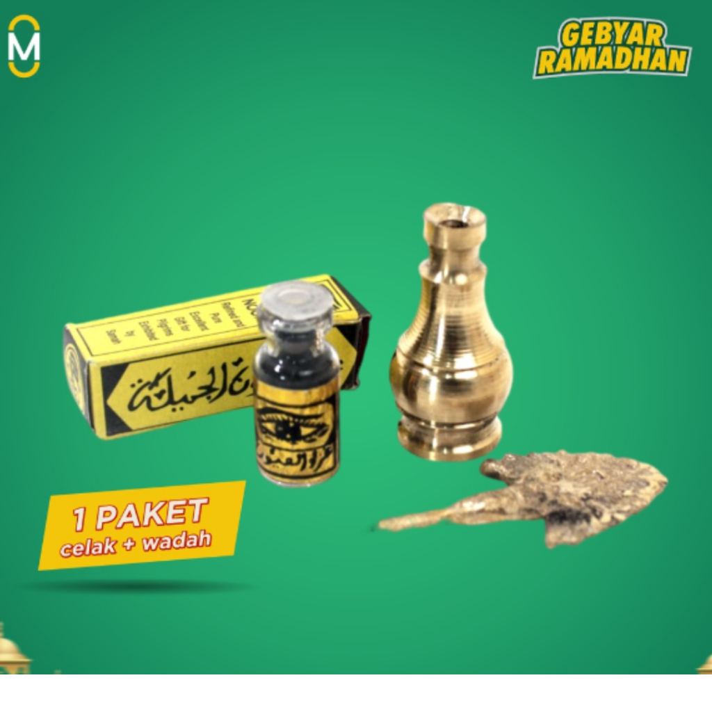 Celak itsmid +  Wadah Kuningan Celak Bubuk / Celak Kohl Noori Celak Mata arab Kohal