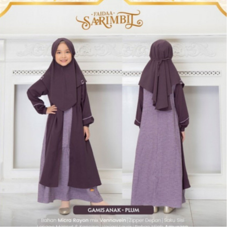 Gamis anak modern - Gamis anak lucu - Gamis anak nibras plum//