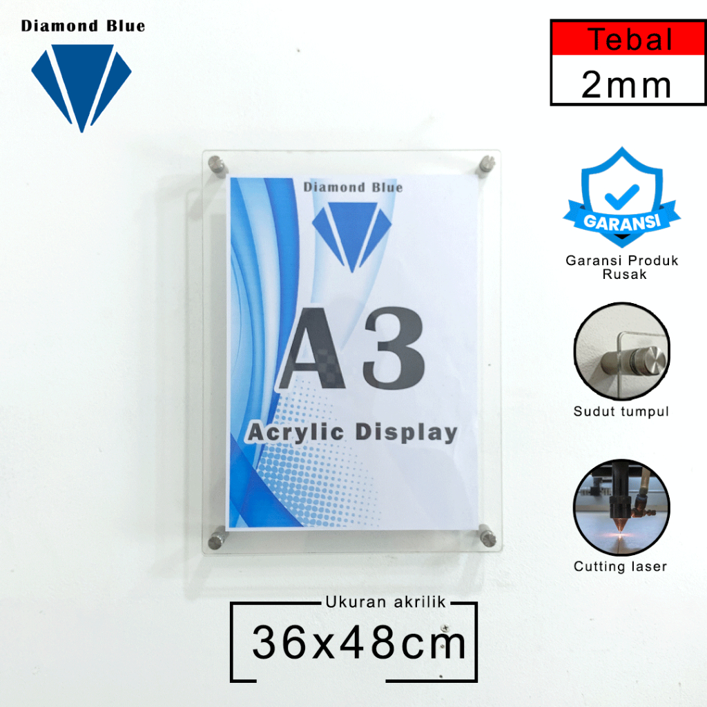 Papan iklan akrilik A3 akrilik display