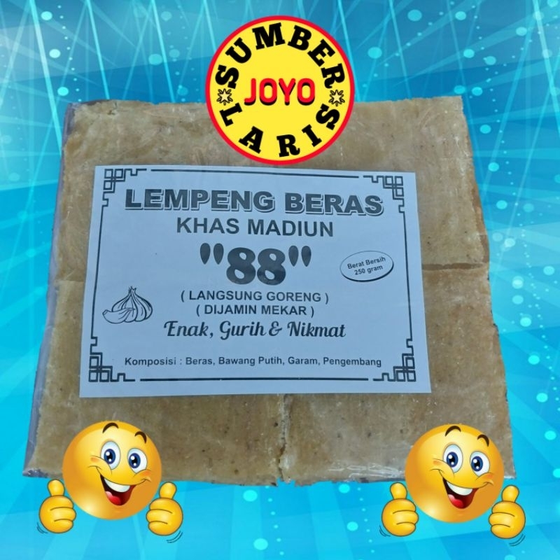 

KERUPUK PULI KWALITAS NO.1 KERUPUK PULI BAWANG KHAS MADIUN CAP "88" LEMPENG BERAS