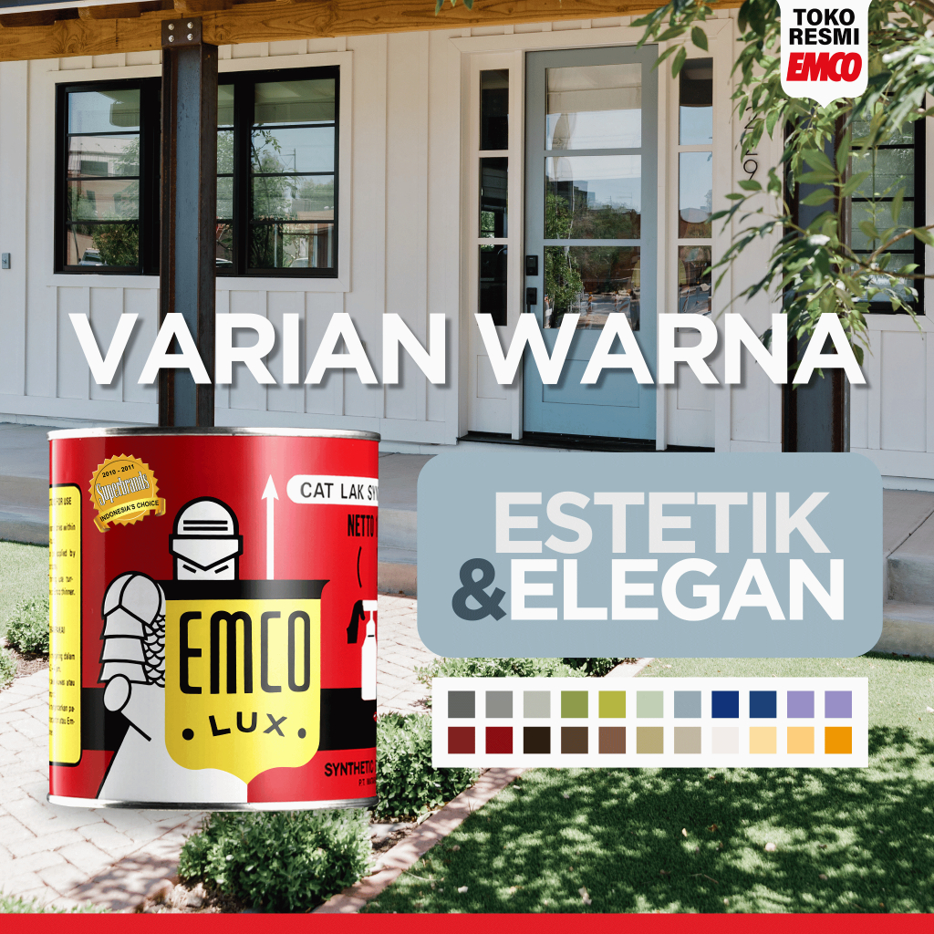 Warna Estetik & Elegan Emco Lux Cat Kayu & Besi 1kg Gloss Finish Cat Pagar & Pintu Rumah