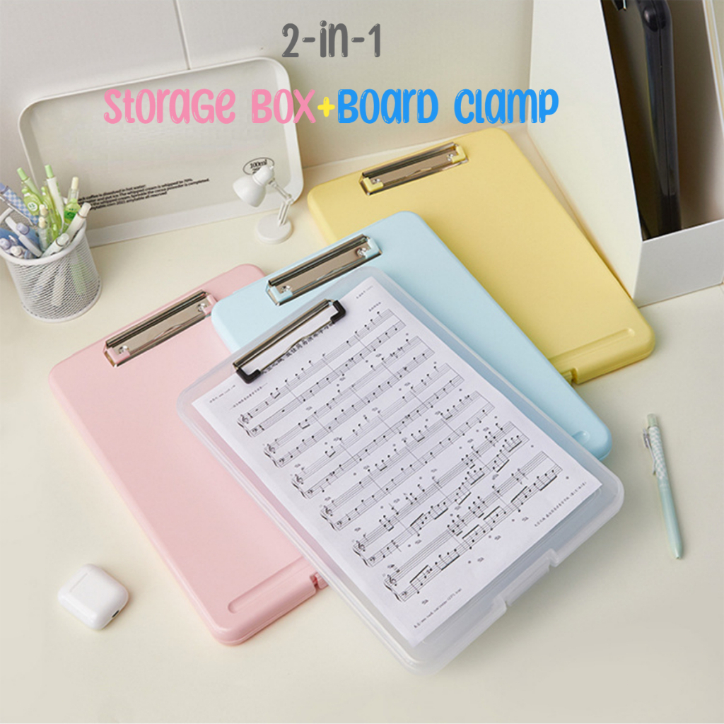 

A4 2 In 1 Papan Ujian Organizer Papan Jalan Klip Kertas Ujian Clipboard + Storage Alas Papan Ujian Jalan Tulis Clip