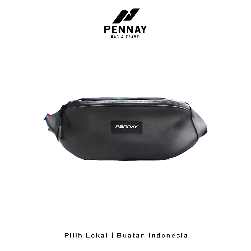Pennay Man Genzo - Waistbag Pria Waterproof, Tas Selempang Unisex Stylish & Bahan Premium Hitam