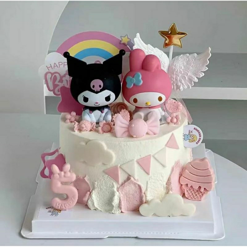 Cake topper karakter sanrio kuromi my melody cinnamoroll plastik hiasan kue ulang tahun anak dekoras