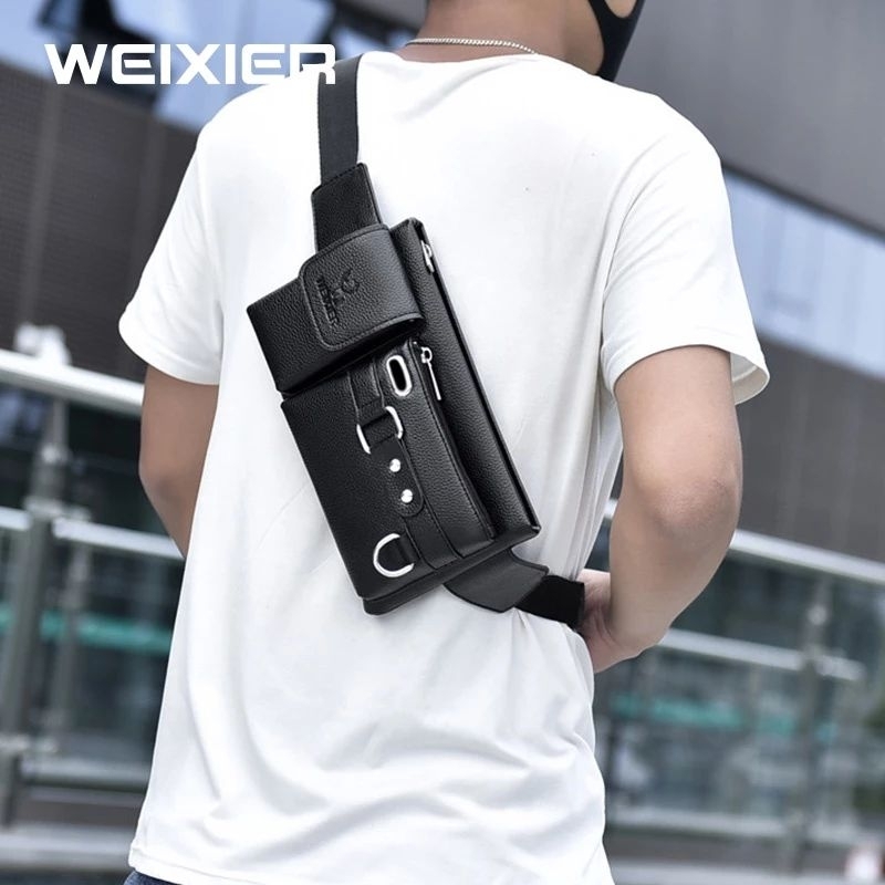 TAS SELEMPANG PRIA MAN WAIST BAG MERK WEIXIER 8117