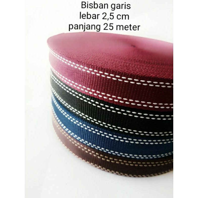 bisban webbing motif garis mr ukuran 2, 5 cm