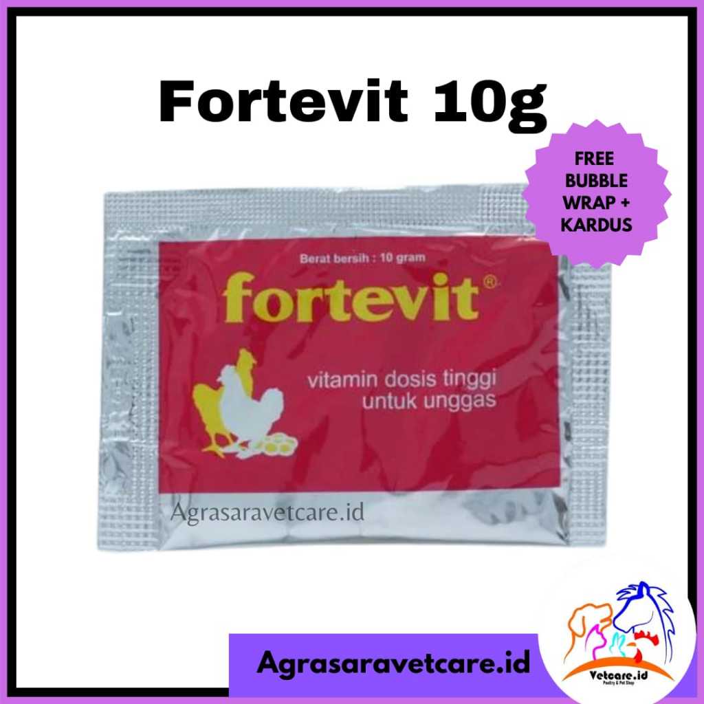 FORTEVIT 10 gr - Vitamin Dosis Tinggi Unggas Anti Stress & Produktif